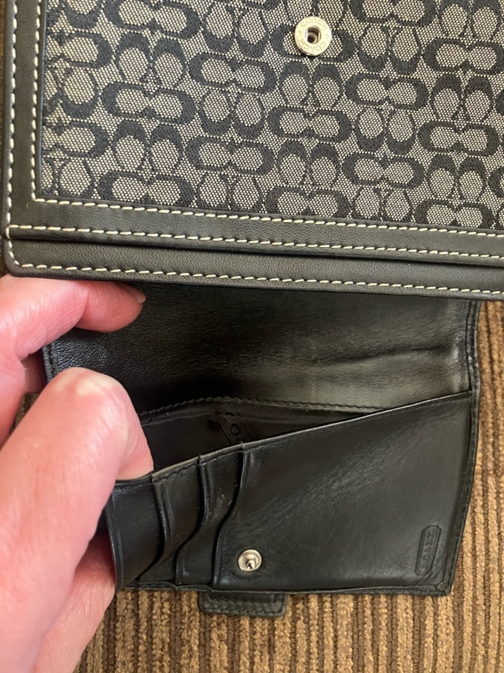 Coach Black Signature Canvas Wallet with Silver Buckle - Picture 4 of 5